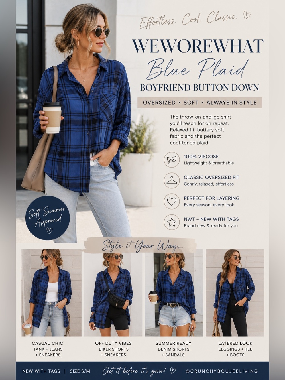 WEWOREWHAT Boyfriend plaid top sz S/M58